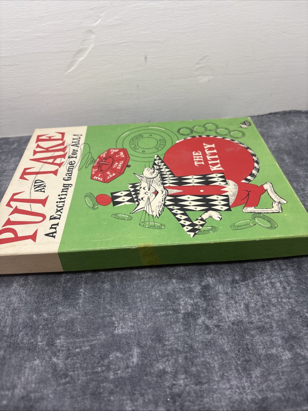 1956 Schaper “Put and Take – The Kitty” Board Game Complete Spinner & Chips VTG
