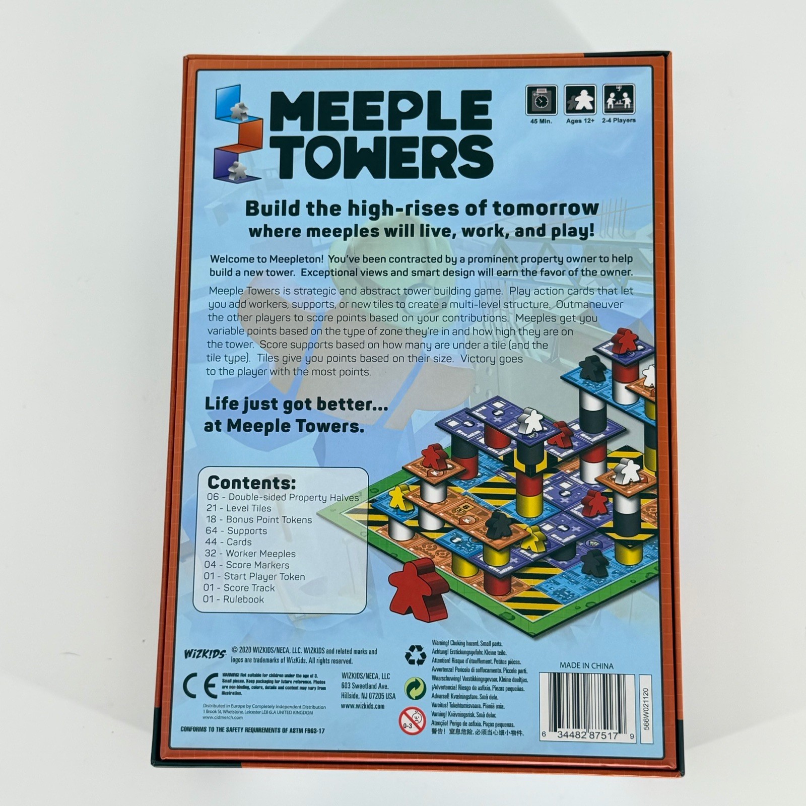 Meeple Towers Board Game WizKids Strategy Game Complete Never Played
