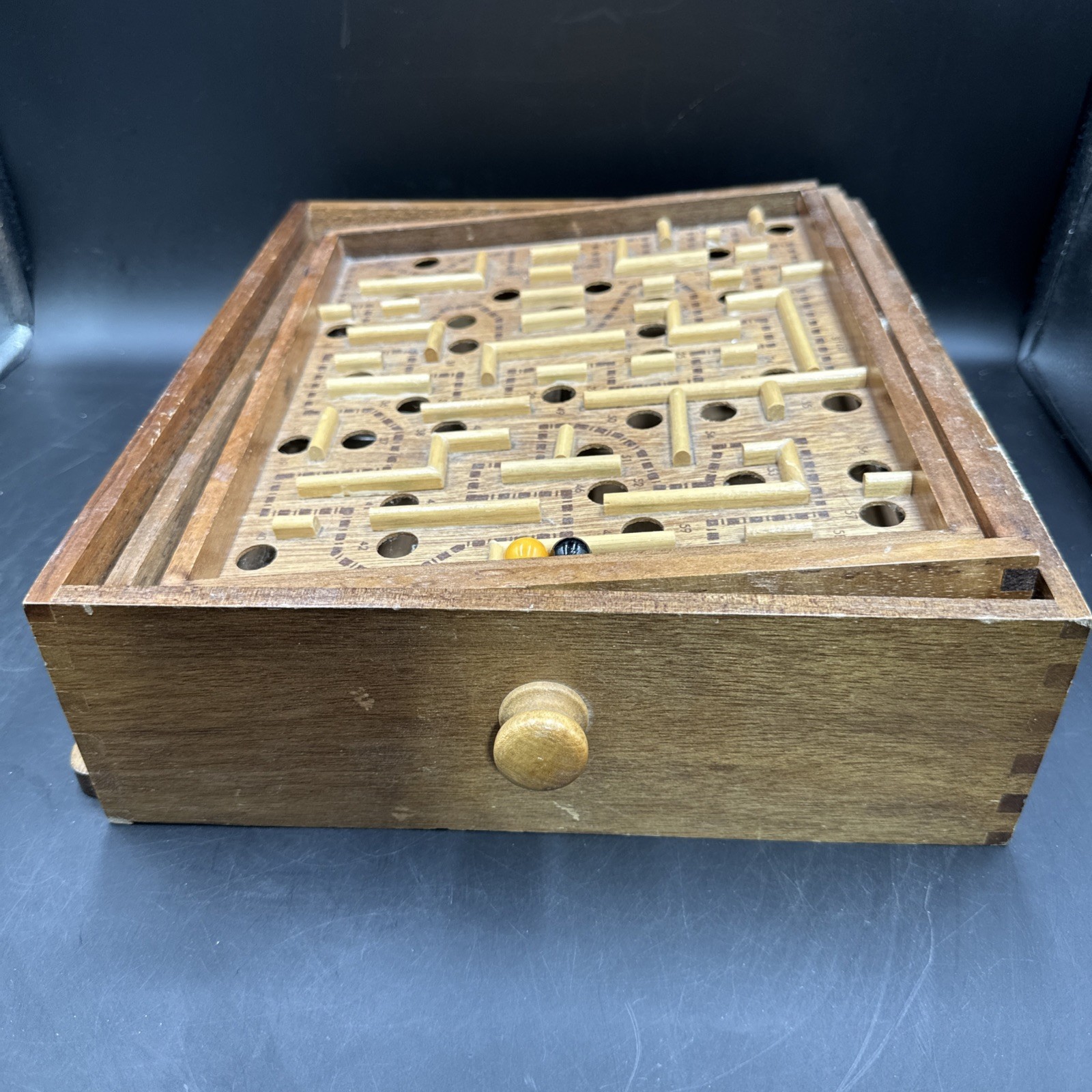 Vintage Labyrinth Wooden Maze Marble Skill Puzzle Game