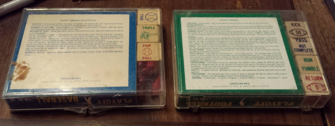 Playoff Football & Playoff Baseball -2 Dice games by Crestline MFG