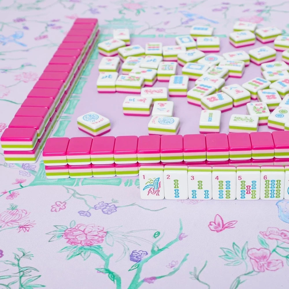 Engraved American Mahjong Tile Set(4 Layer), 166 Acrylic Mahjong Tiles with a Ca