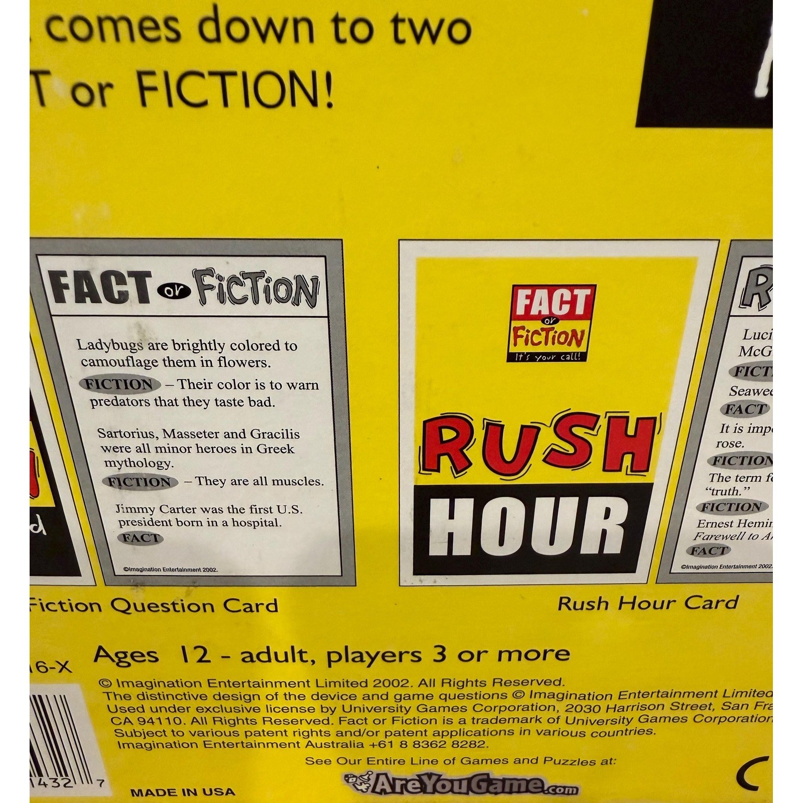 Fact or Fiction Board Game University Games 2002 Trivia It’s Your Call 01432