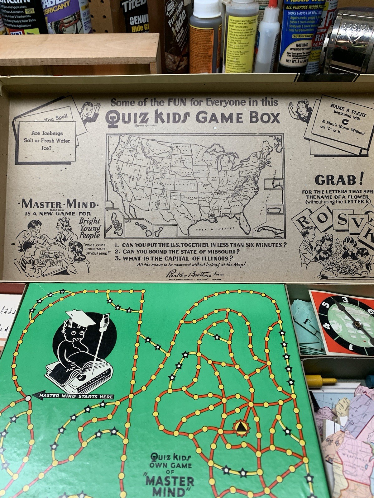 Vintage Quiz Kids Own Game Box Parker Brothers Inc. 1940