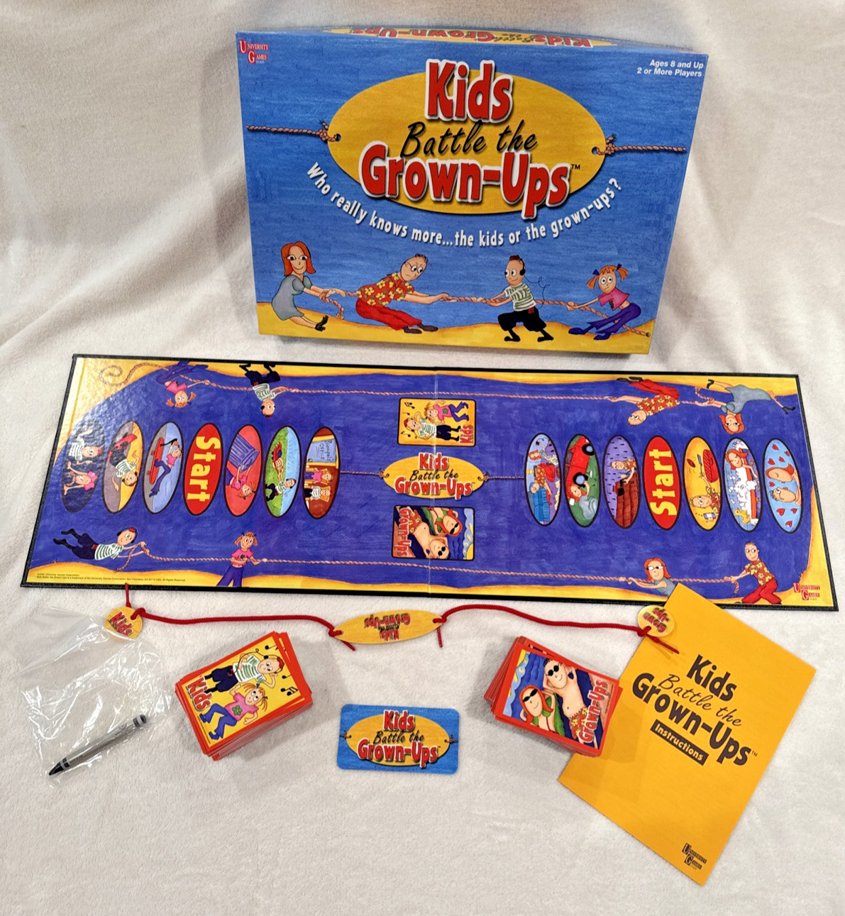 Kids Battle The Grown-Ups Trivia Board Game 2002 by University Games Age 8 & Up