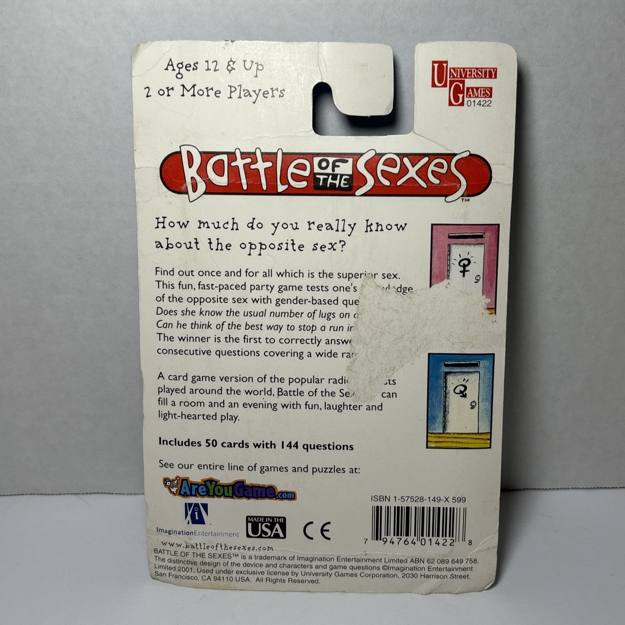 Battle Of The Sexes Card Game Ages 12 & Up 2+ Players 50 Cards University Games