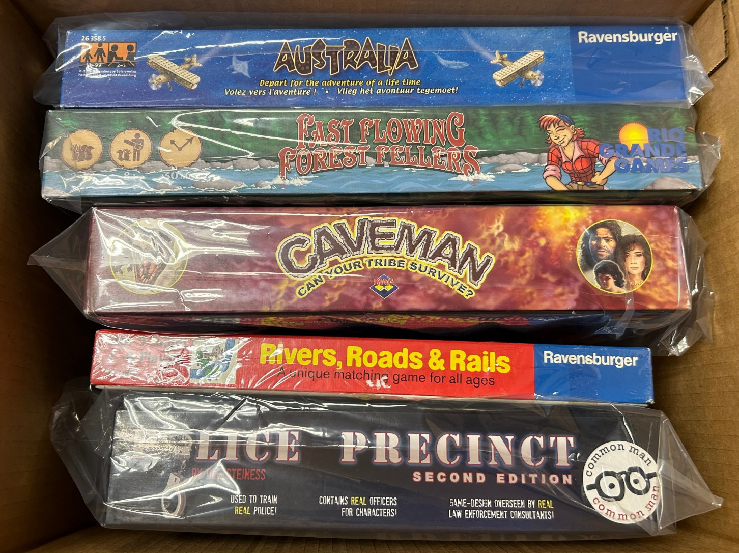 Lot of 5 – Board Game Australia, Police Precinct, Fast Flowing Forest Fellers
