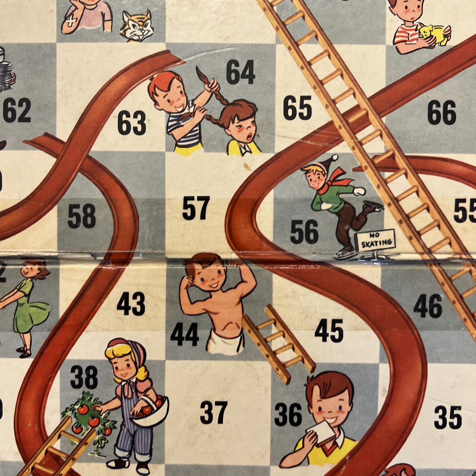 VTG 1950s CHUTES and LADDERS Board Game No 4600 Milton Bradley BOARD ONLY *Read*