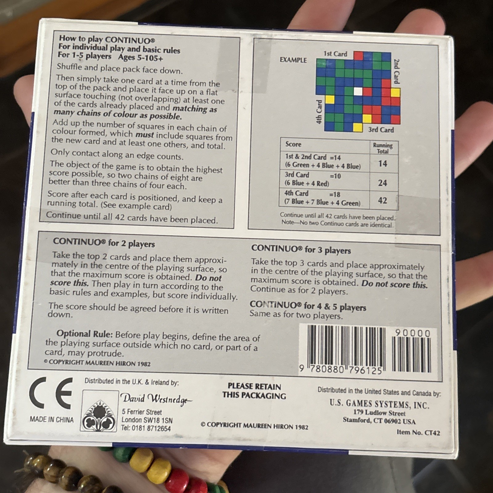 Continuo Puzzle Card Game U.S. Games Systems 1982 Maureen Hiron