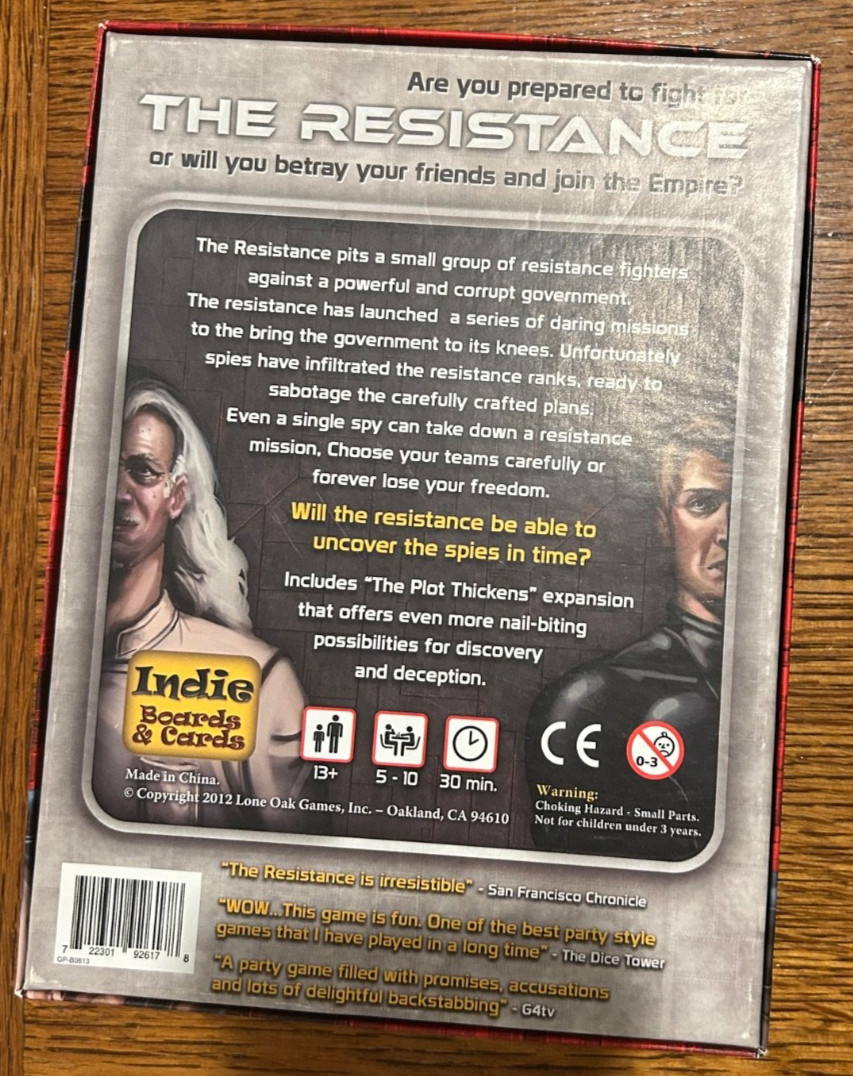 Don Eskridge’s The Resistance Party Board Game Indie Boards & Cards