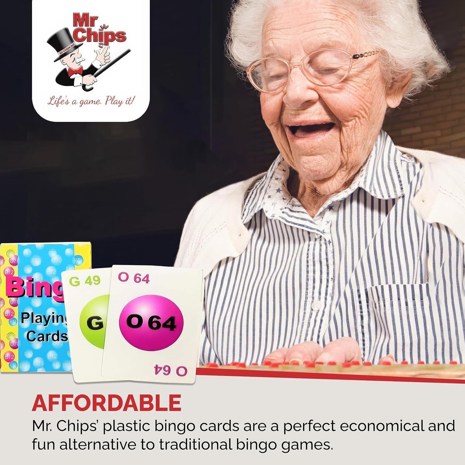 Mr Chips Durable Bingo Cards Set – 75 Reusable Plastic-Coated for Any Game Night