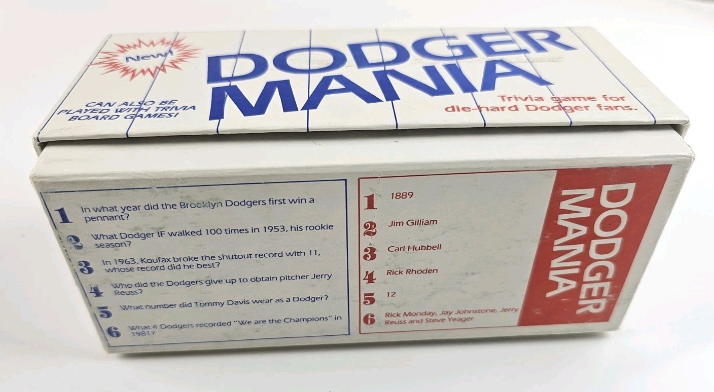 1985 Los Angeles Dodger Mania Trivia Game Die-Hard Fan Edition Trivial Pursuit