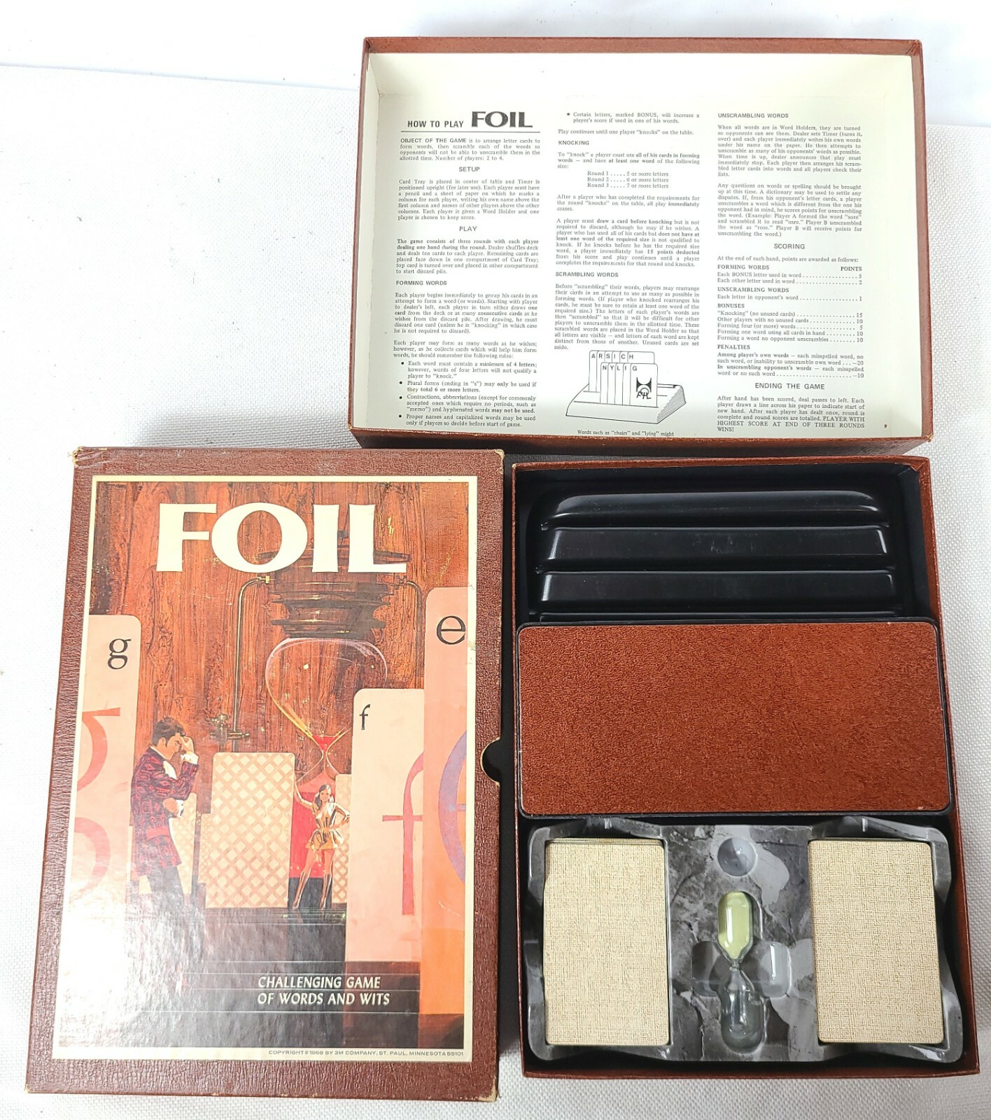 Vintage FOIL 3M Board Game of Words and Wits Bookshelf Edition Complete 1968 (WJ