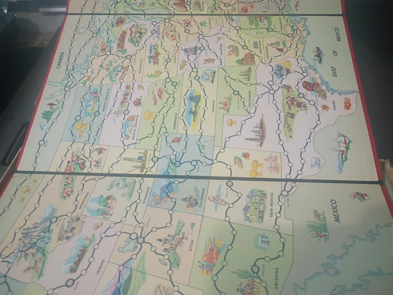 Vintage Parker Brothers Across the Continent Board Game 1952 USA Map