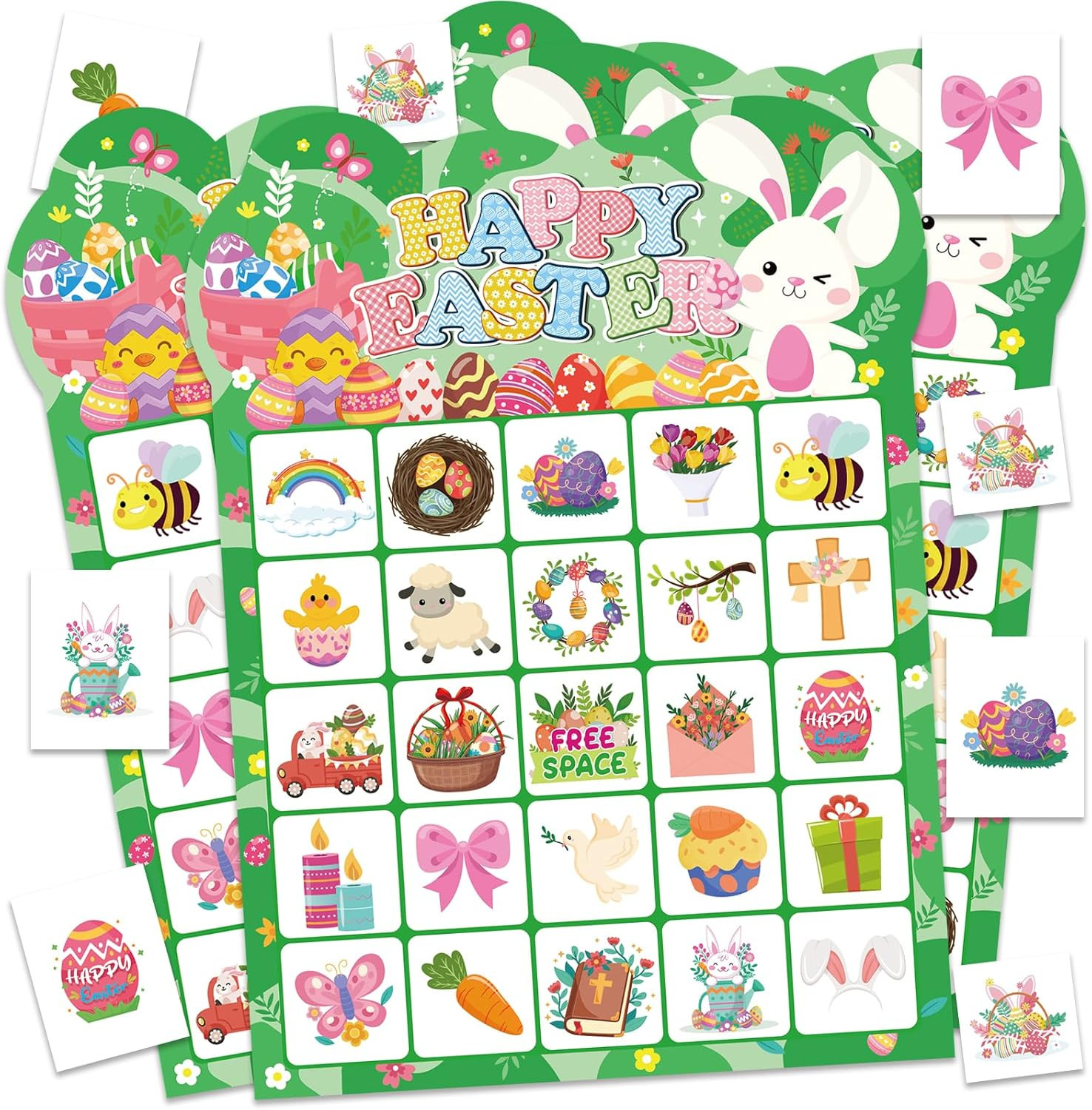 Easter Bingo Games, 24 Players Easter Bingo Cards for School Classroom Family Ho