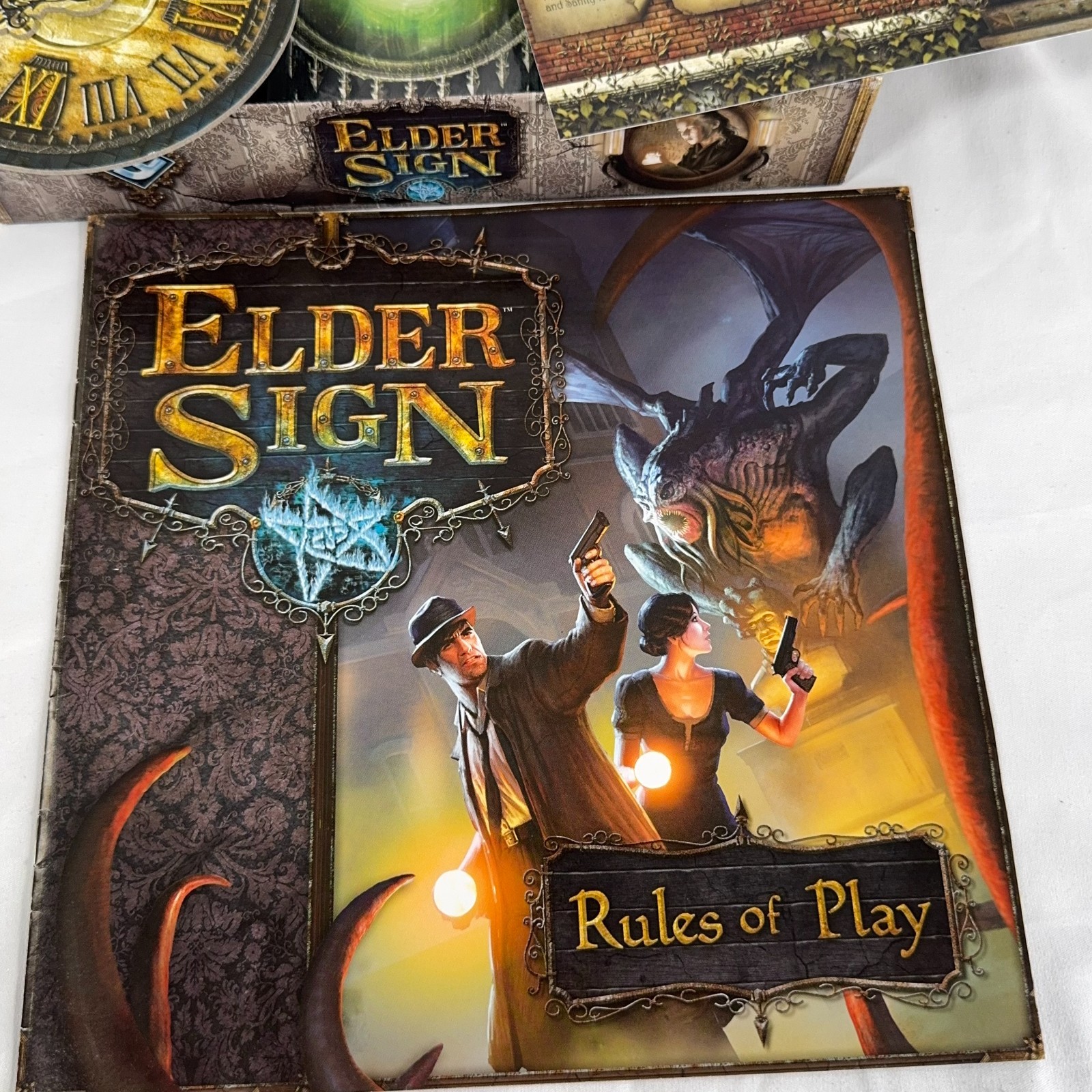 Elder Sign Board Game Fantasy Flight Arkham Horror Files Complete 2011 Used