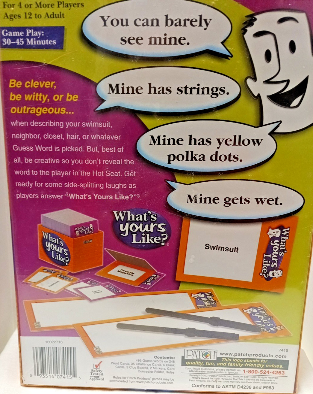 WHAT’S YOURS LIKE? Game by Patch the Game That Tells It Like it Is Age 12+ NEW