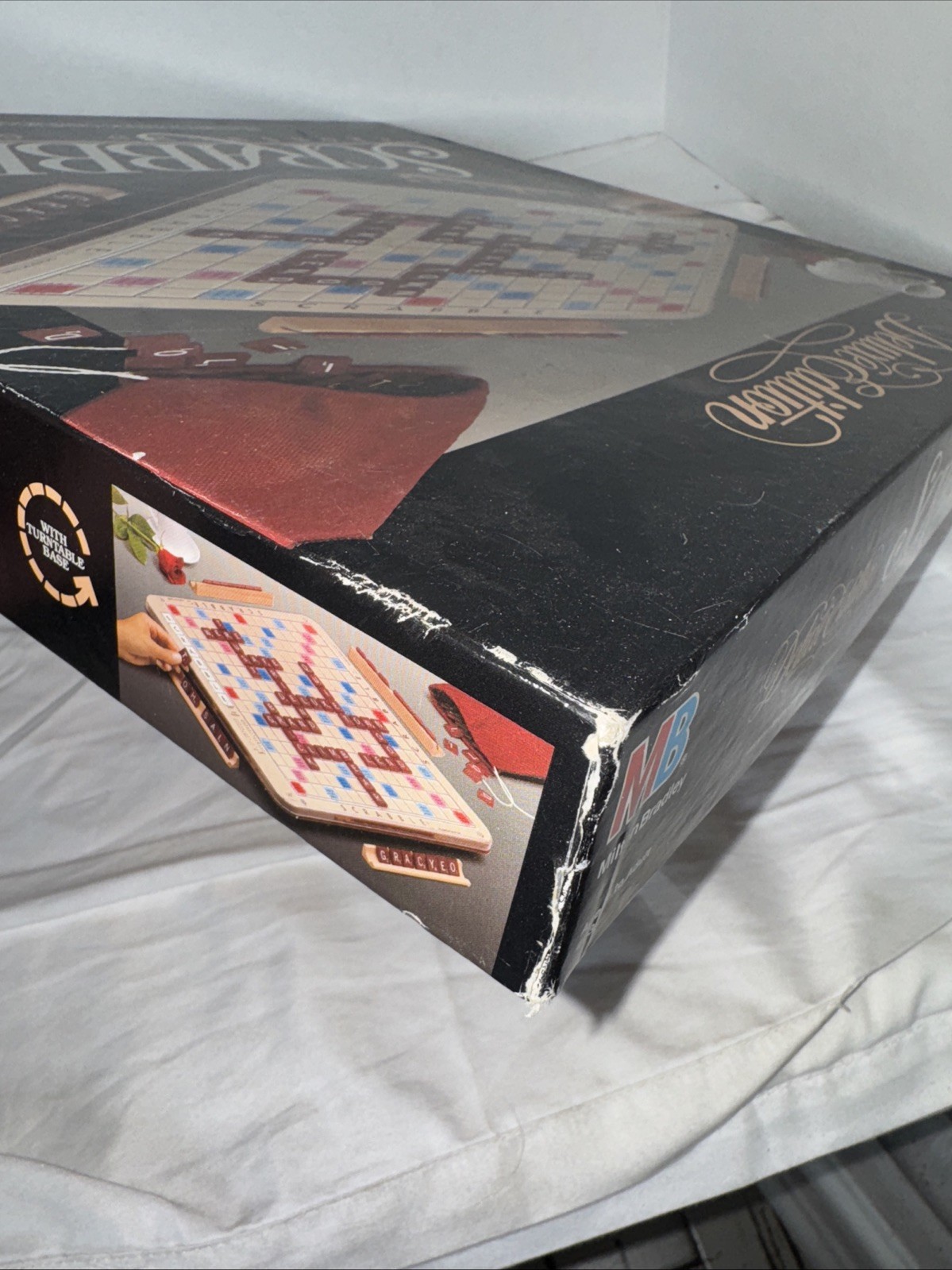 Scrabble Deluxe Edition Rotating Turntable Board Game Vintage 1989
