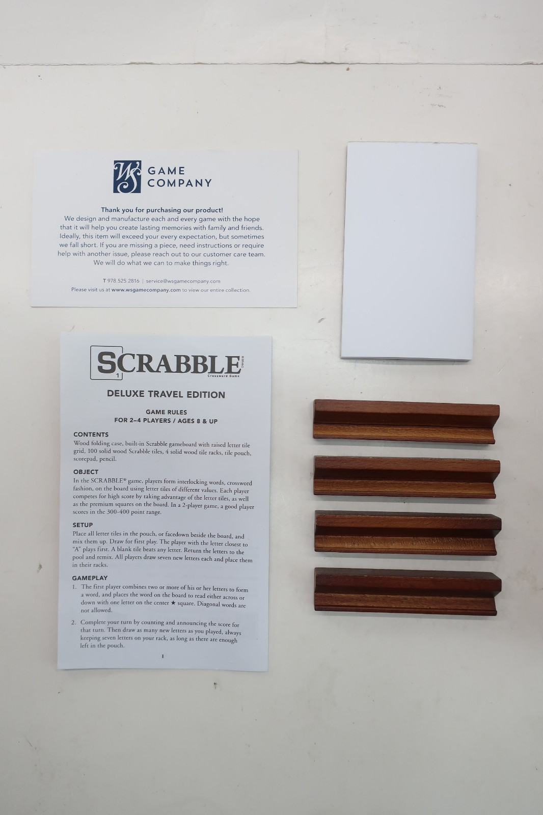 WS Game Company Scrabble Deluxe Travel Edition Wooden Folding Case No Pencil