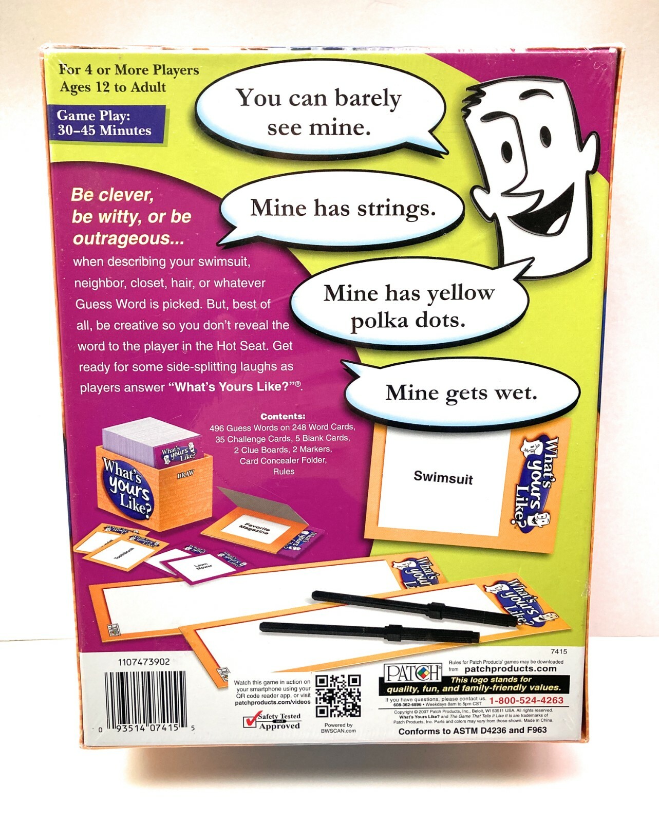 WHAT’S YOURS LIKE? – Patch Family & Party Board Card Game – 2007 New, Sealed