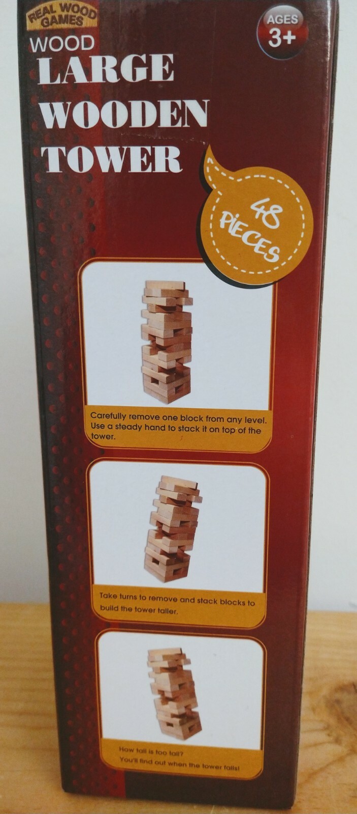 Real Wood Games Wooden Tower Blocks Approx 3 Inches By 1.5 Inches