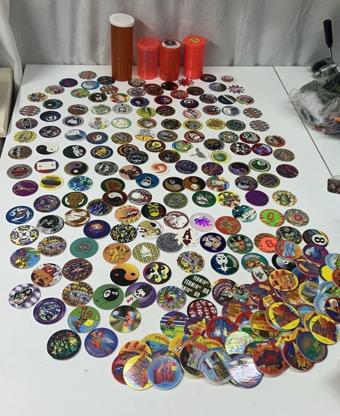 Vintage 1990’s Huge Lot Of Pogs 211 Plus Cases Holographic Lenticular Disney