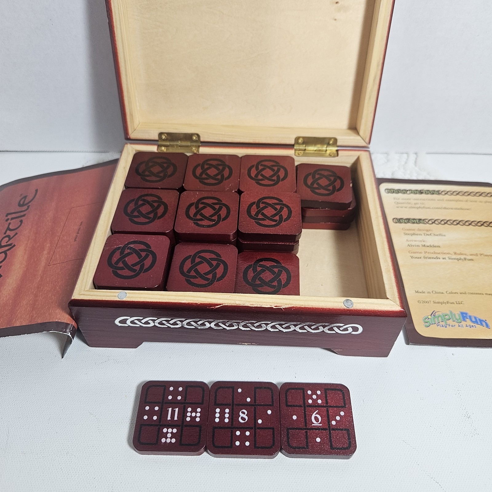 Simply Fun Quartile Game Family Tile Dominoes Math, 2-6 Players, Wooden Ages 5+