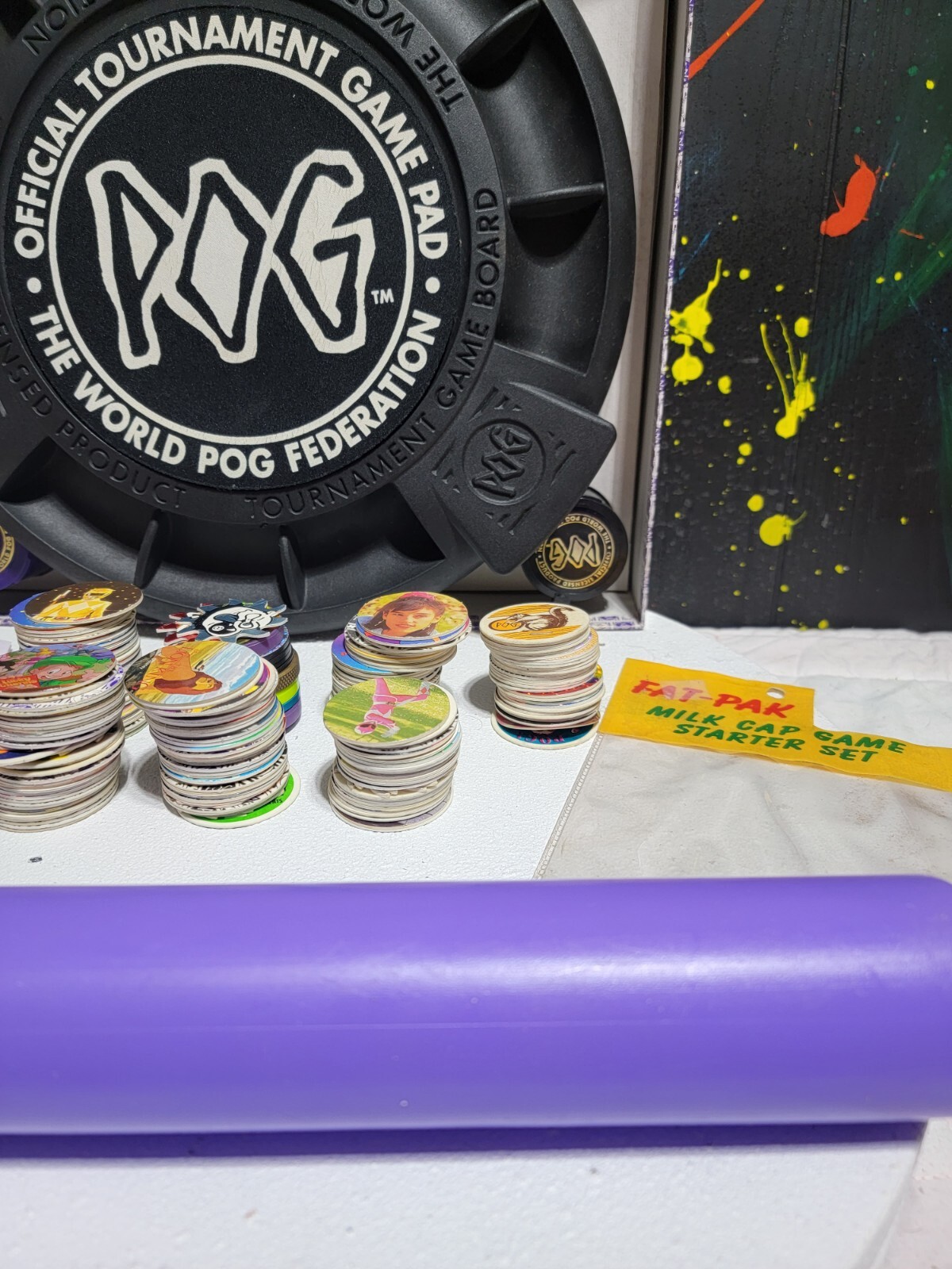 94 Pog the Game “World Pog Federation” VTG Milton Bradley 205 POG 4 Metal SLMRS