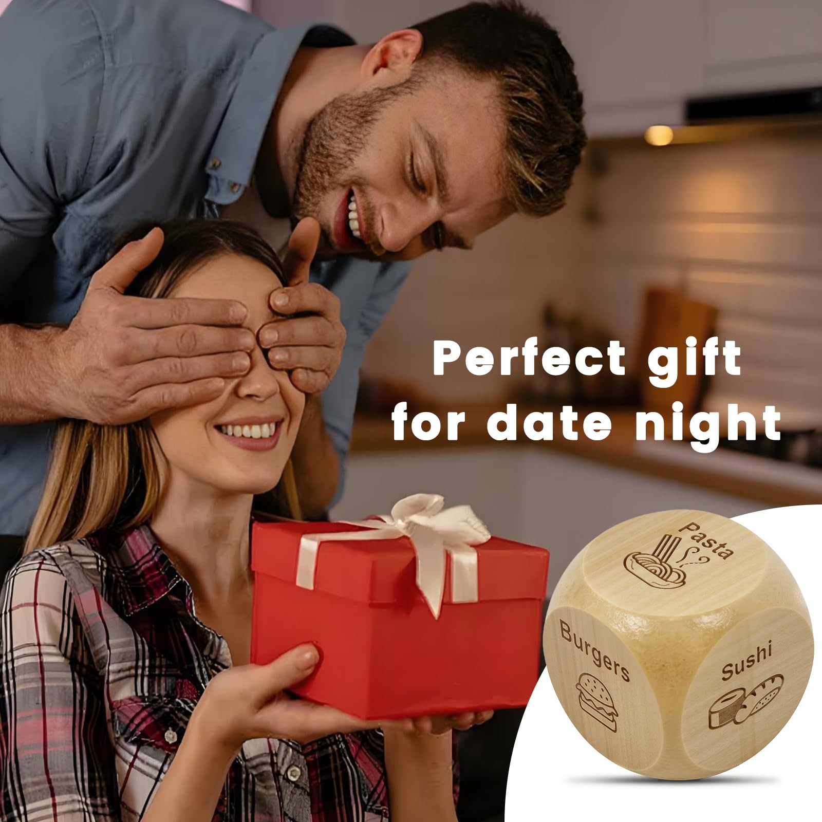 2 Pcs Wood Dice for Food Decision Games Date Night Dice Couples Gift for Him …