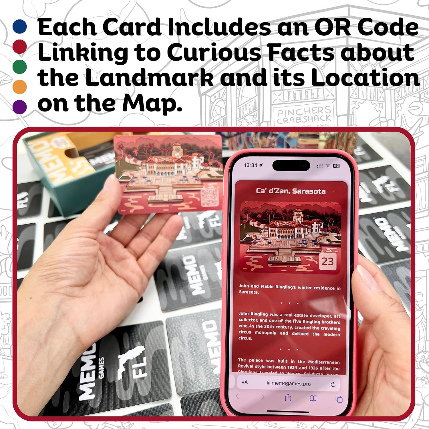 Florida Landmarks Memory Matching Card Game – 50 Cards, Educational & Fun Family