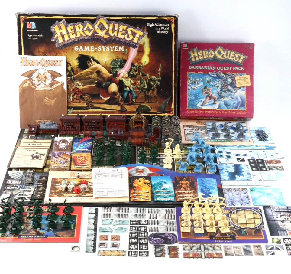 Hero Quest Board Game 1990 Kellar’s Keep, Witch Lord & Barbarian Quest Pack MB