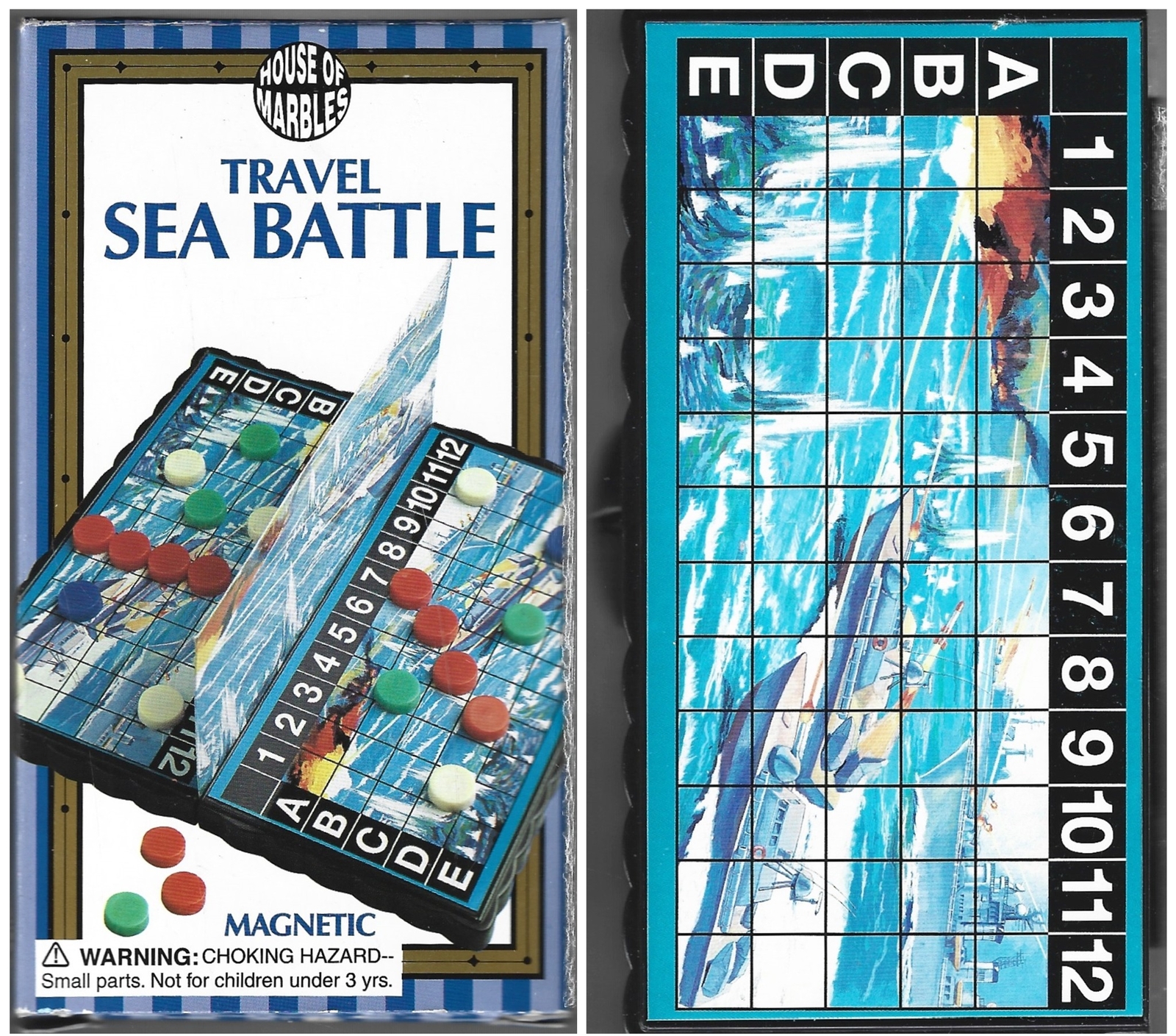 Sea Battle Magnetic Travel Game by House of Marbles Battleship Combat for 2 New