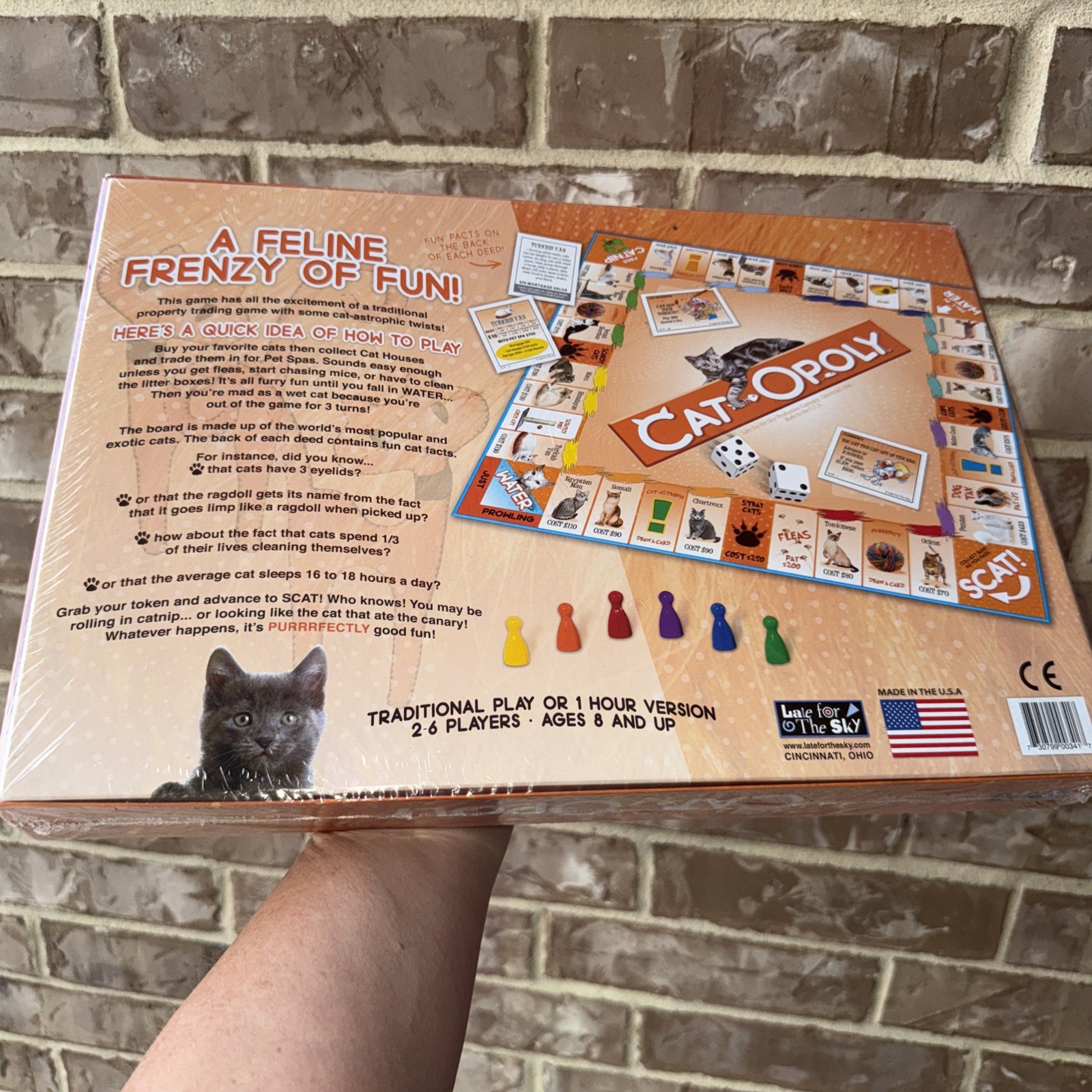 New Sealed Cat-OPOLY Board Game Late For The Sky Monopoly Style Game 2-6 Players