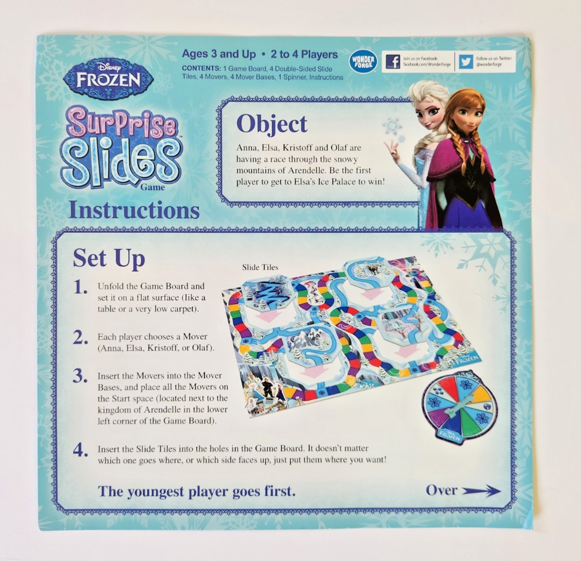 2014 DISNEY Frozen Surprise Slides Board Game Elsa Anna Olaf Kristoff COMPLETE