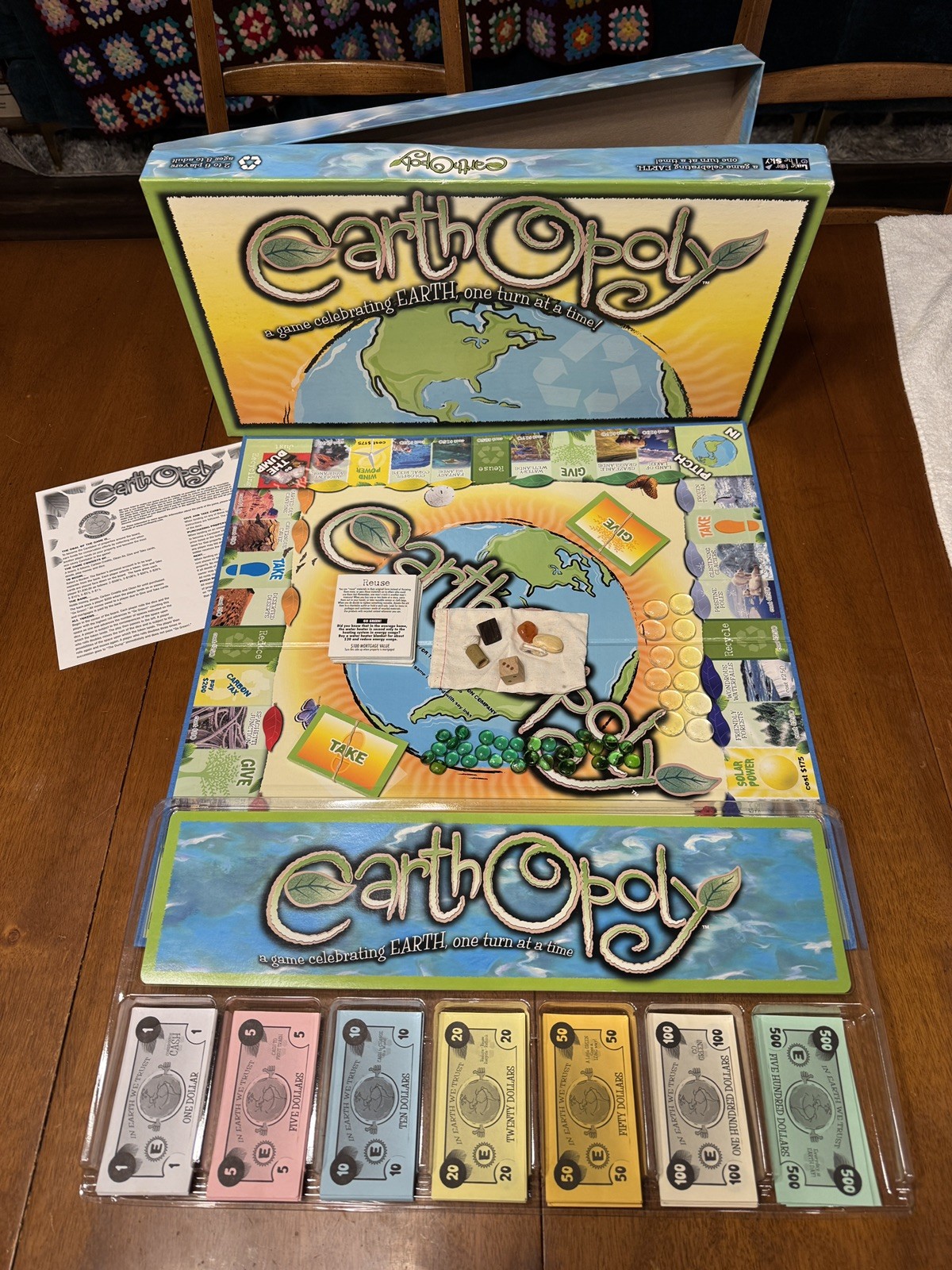 Earth Opoly Board Game by Late for the Sky Complete See Photos Rare