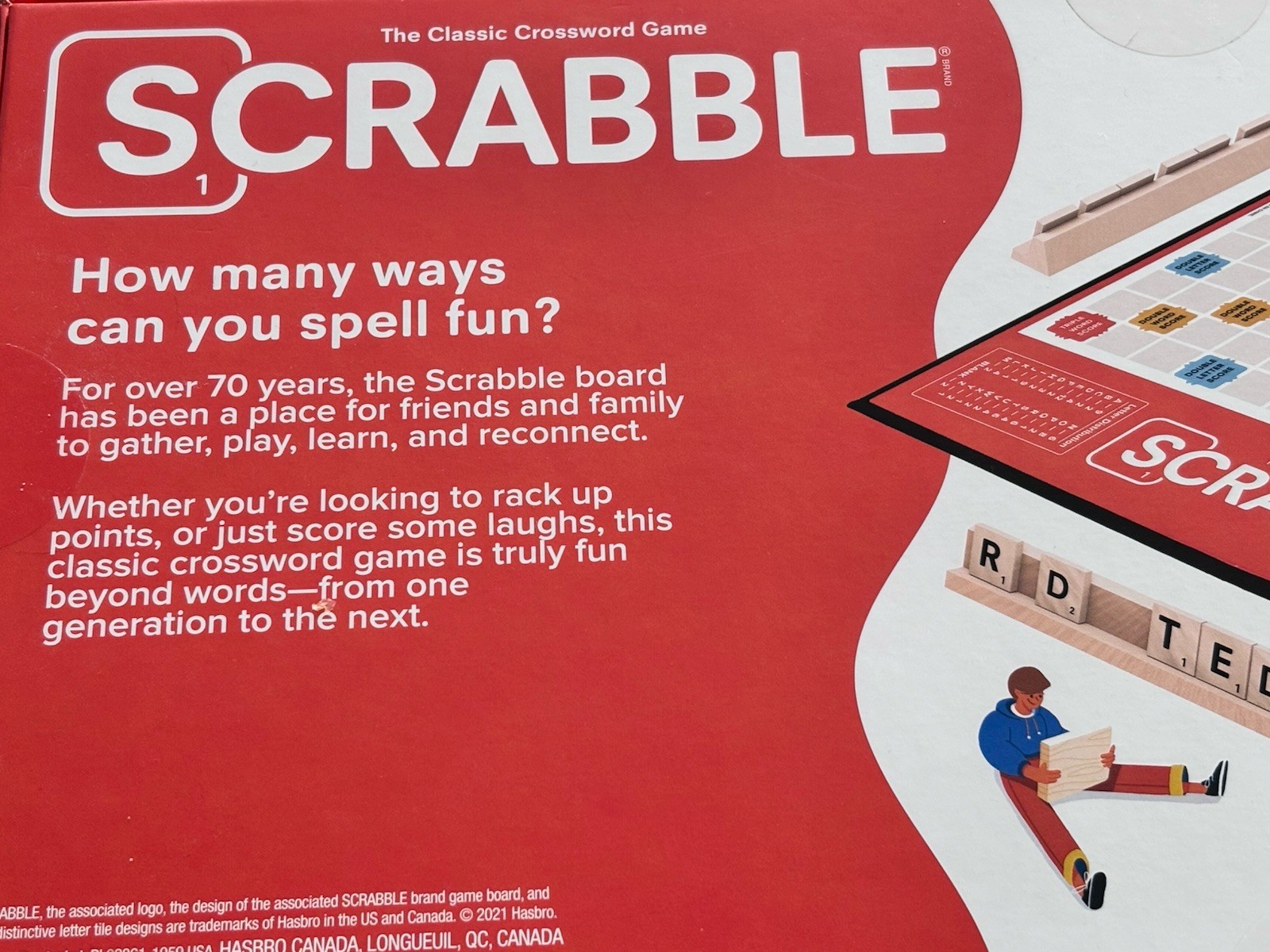Hasbro Scrabble Word Board Game Complete Set w/ Wooden Tile Racks, 2+ Players 8+