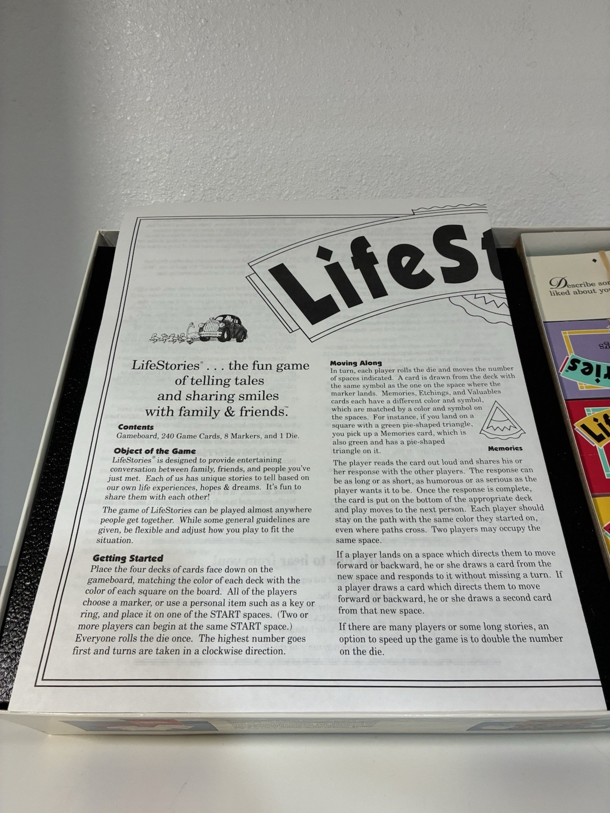 TALICOR LifeStories Storytelling Board Game 1991 Complete w/ Dice 2+ Ages 6+