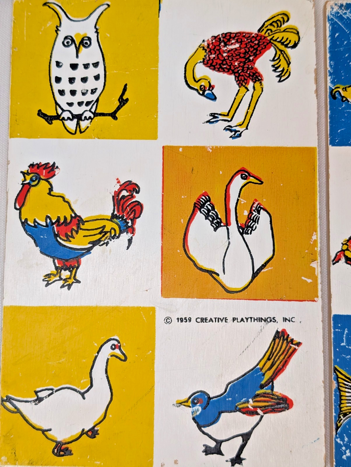 Vintage CREATIVE PLAYTHING 1959 Wood Lotto Picture Game panels Only x6 VG cond