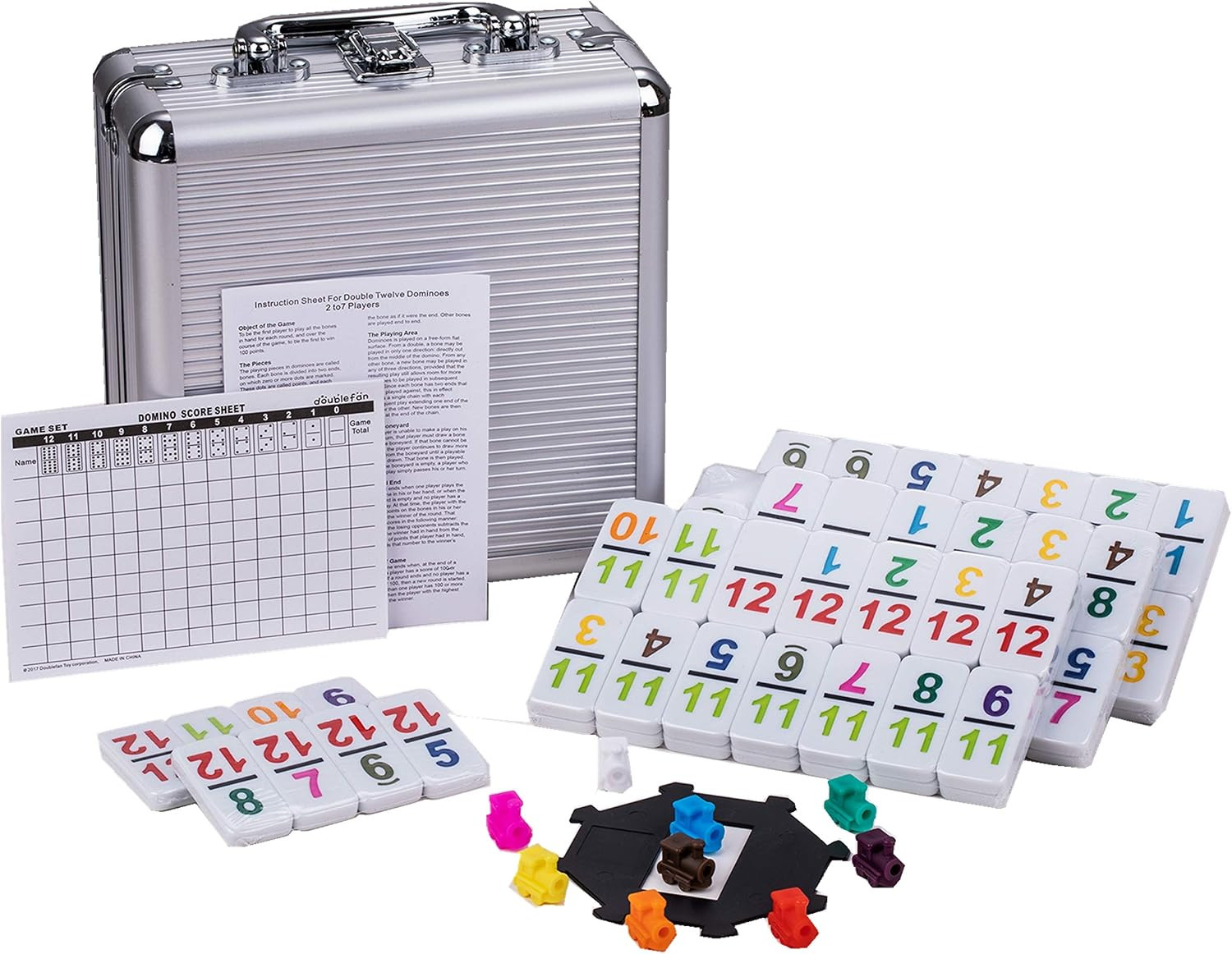 Mexican Train Dominoes with Color Numbers,Double 12 Numerical Domino