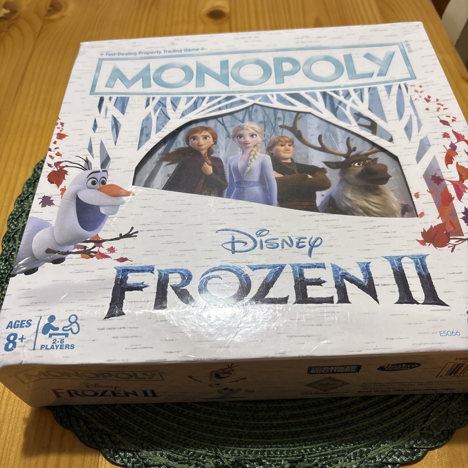 Disney Frozen II Monopoly Gameboard w/ Elsa, Anna, Olaf, Kristoff Family Game