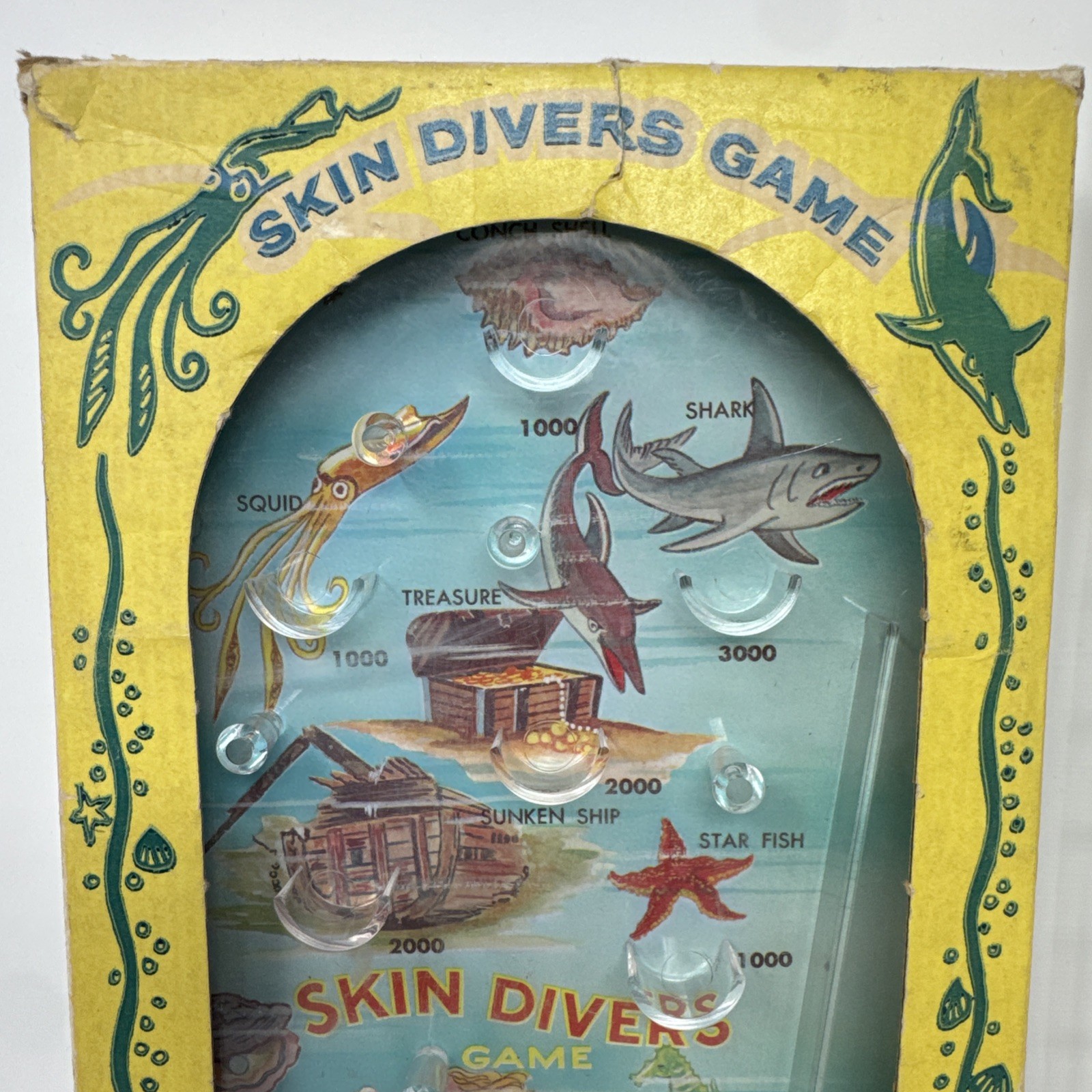 Table Pin-Ball Game Tin Wolverine-Skin Divers w/Mermaid/CreaturesWITH BOX RARE⭐️