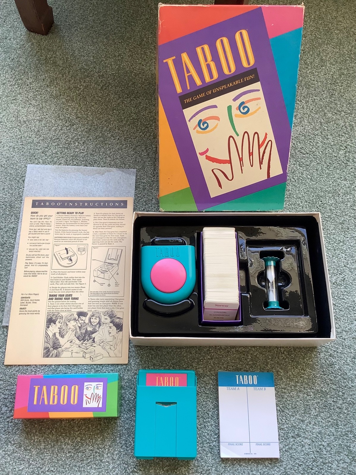 Vintage 1989 Taboo Board Game Complete Milton Bradley Party Game