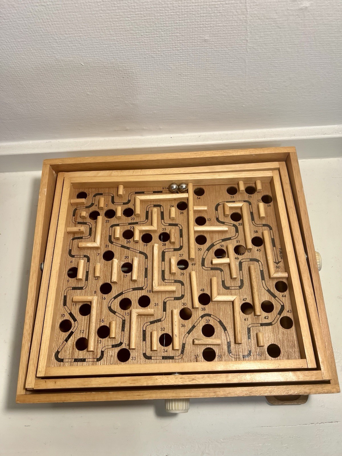 Vintage Brio Marble Labyrinth Wooden Board Game w/2 balls Works