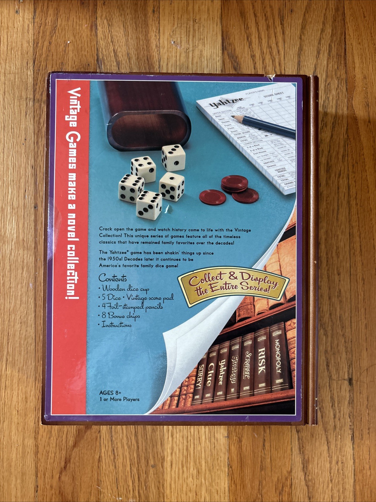 Yahtzee Game Vintage Collection Bookshelf Edition Wooden Box 2005 Complete