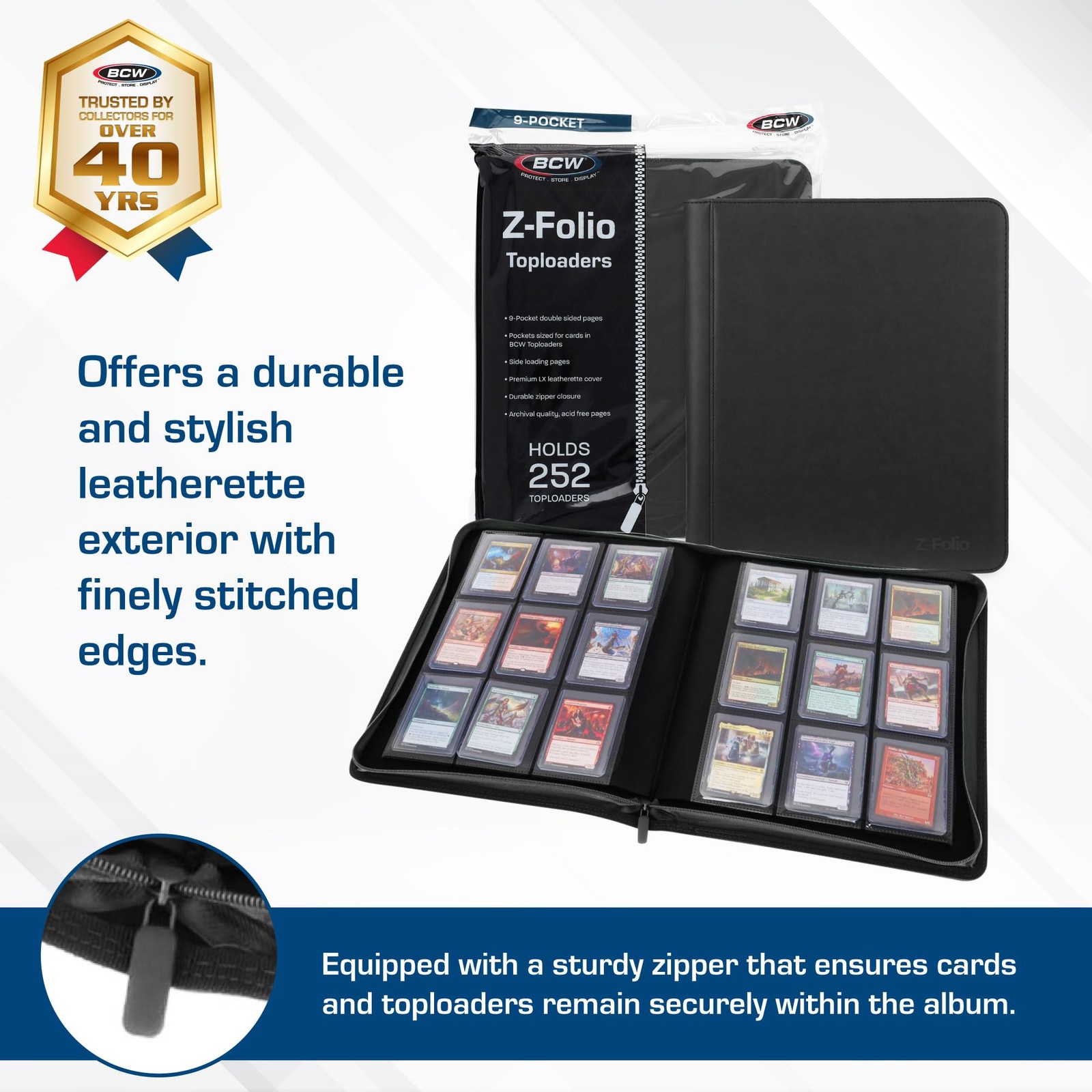 BCW Top Loader Binder | 9-Pocket LX Album | Black 3×4 inches,