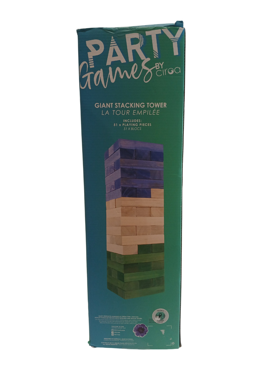 Giant Stacking Tower Game 51 Colorful Wooden Blocks Ciroa Party Games