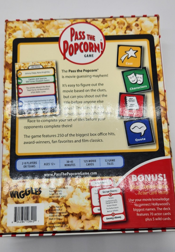 PASS THE POPCORN GAME – the trivia card game FAST PACED MOVIE FUN by Wiggles