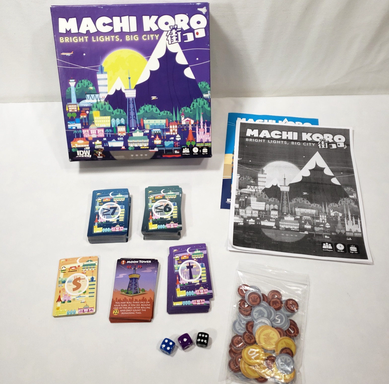 Machi Koro Bright Lights Big City Complete Card Game Family IDW Games 2016