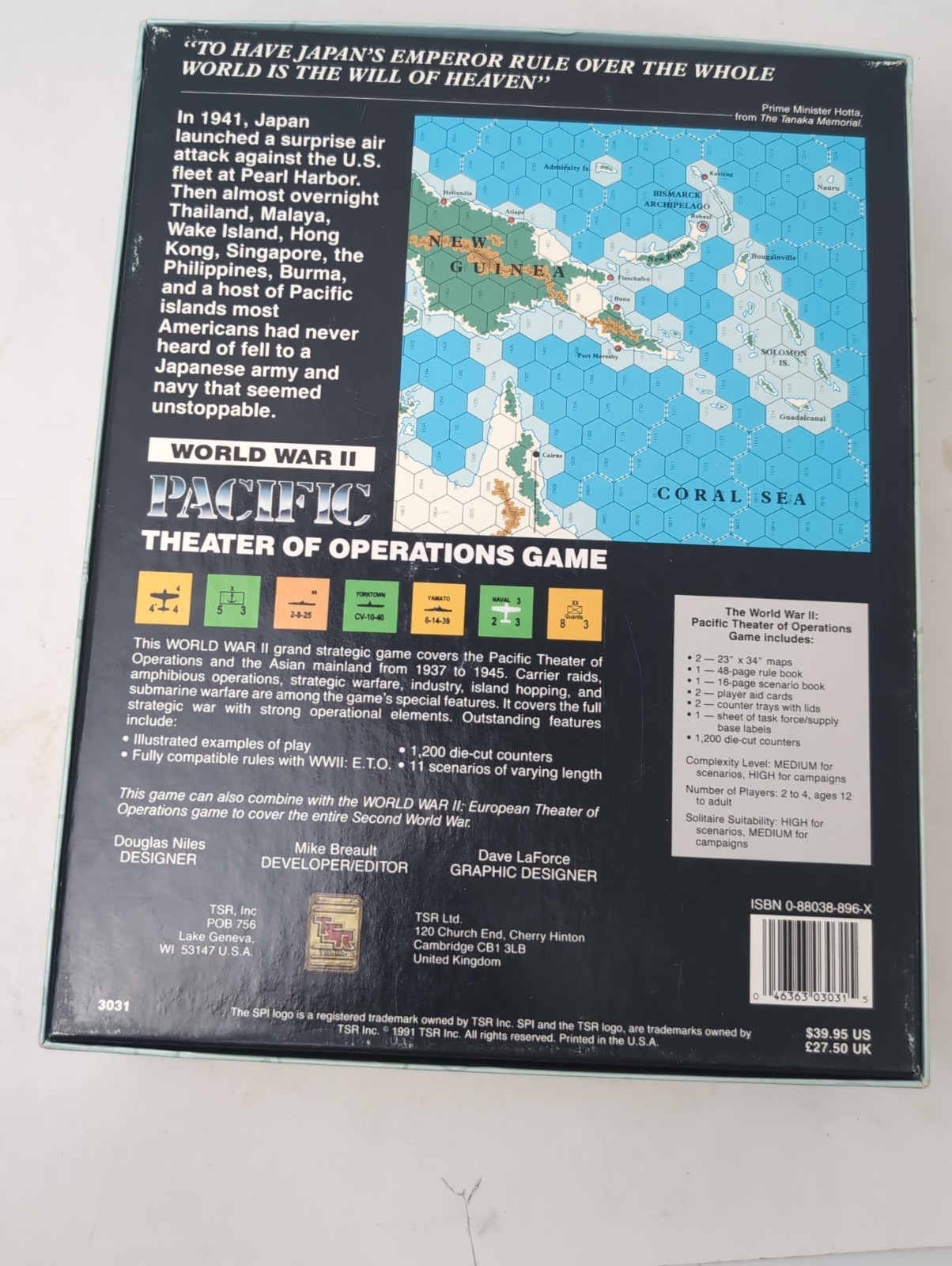 WORLD WAR II: PACIFIC THEATER OF OPERATIONS #3031- SPI / TSR – NOS Unpunched