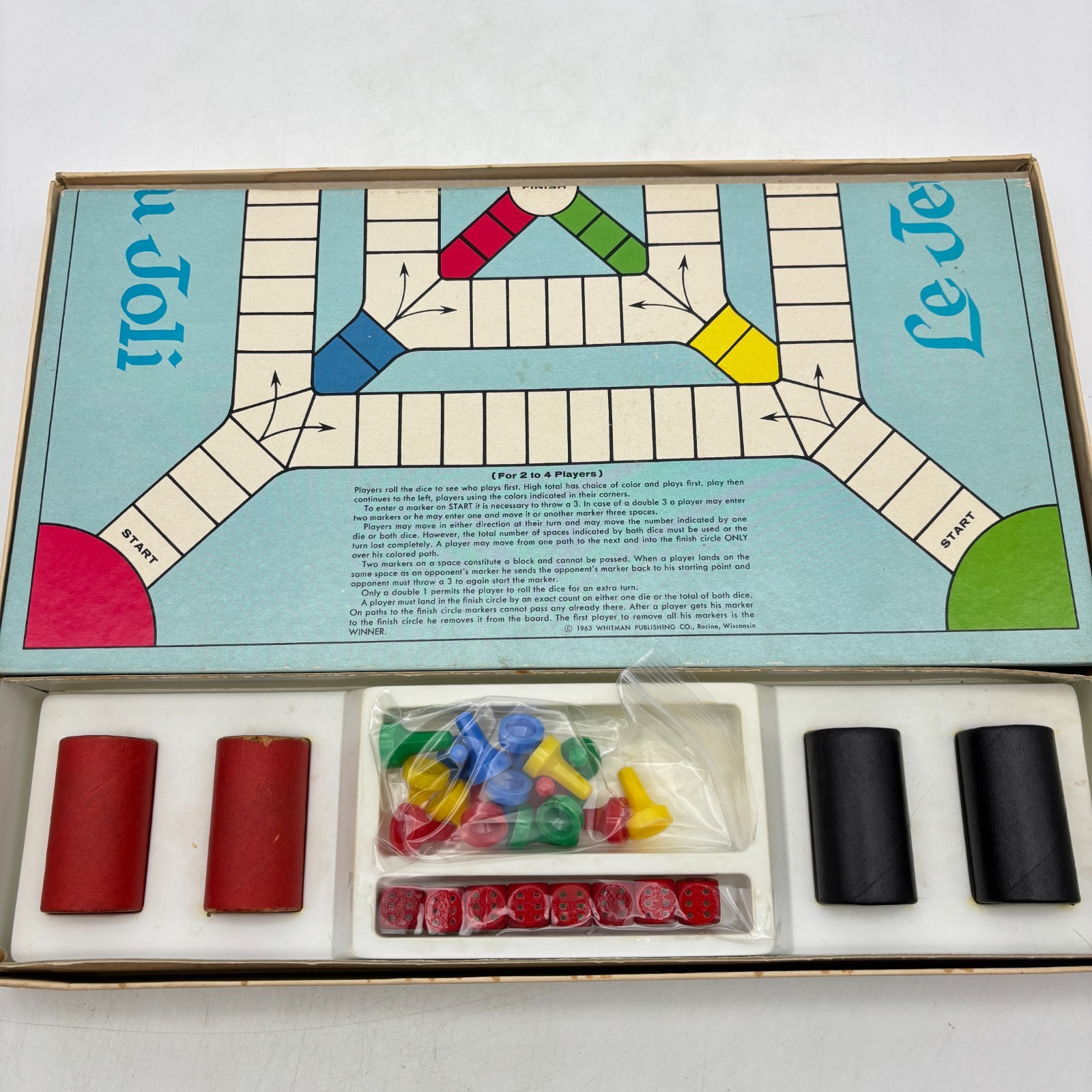 VINTAGE Pachisi and Le Jeu Joli COMPLETE Whitman 1967 Parcheesi Classic India