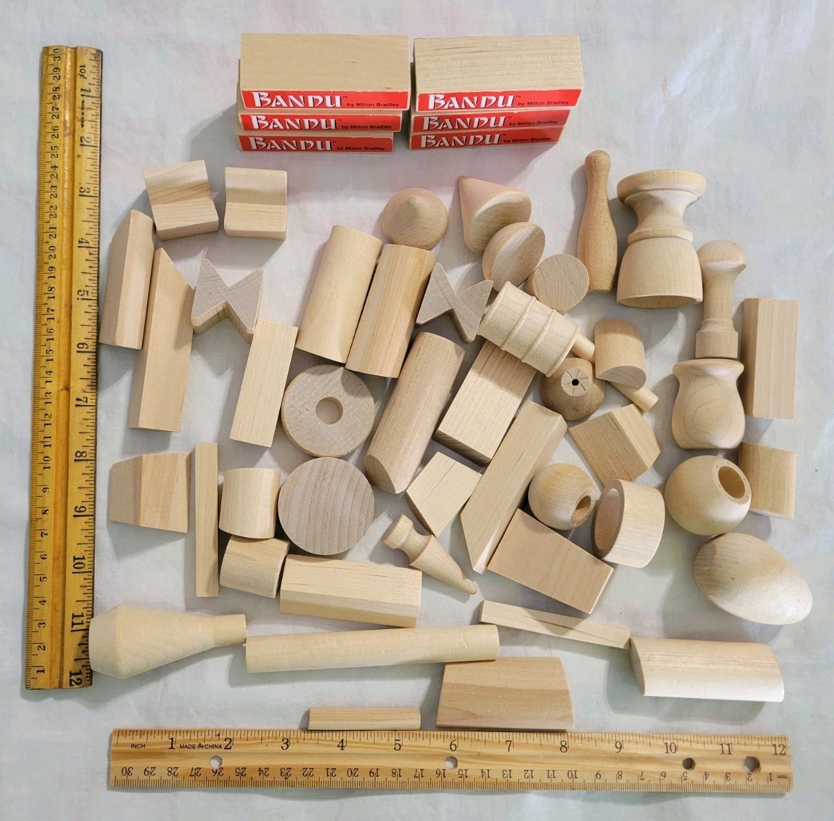 Bandu Stacking Game Hardwood Pieces 1993 Milton Bradley Missing 1 WoodPiece READ
